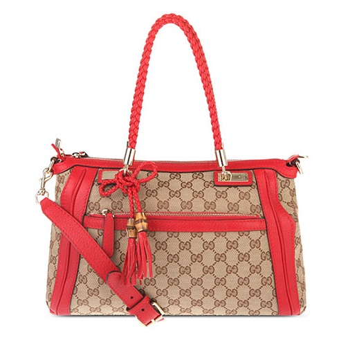 Authentic Gucci Bella Orignal GG Top Handle Bag 282300 Red